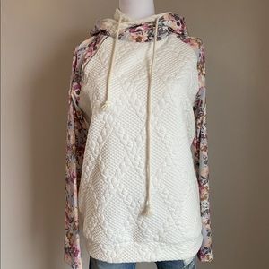 QUILTED KNIT FLORAL HOODIE